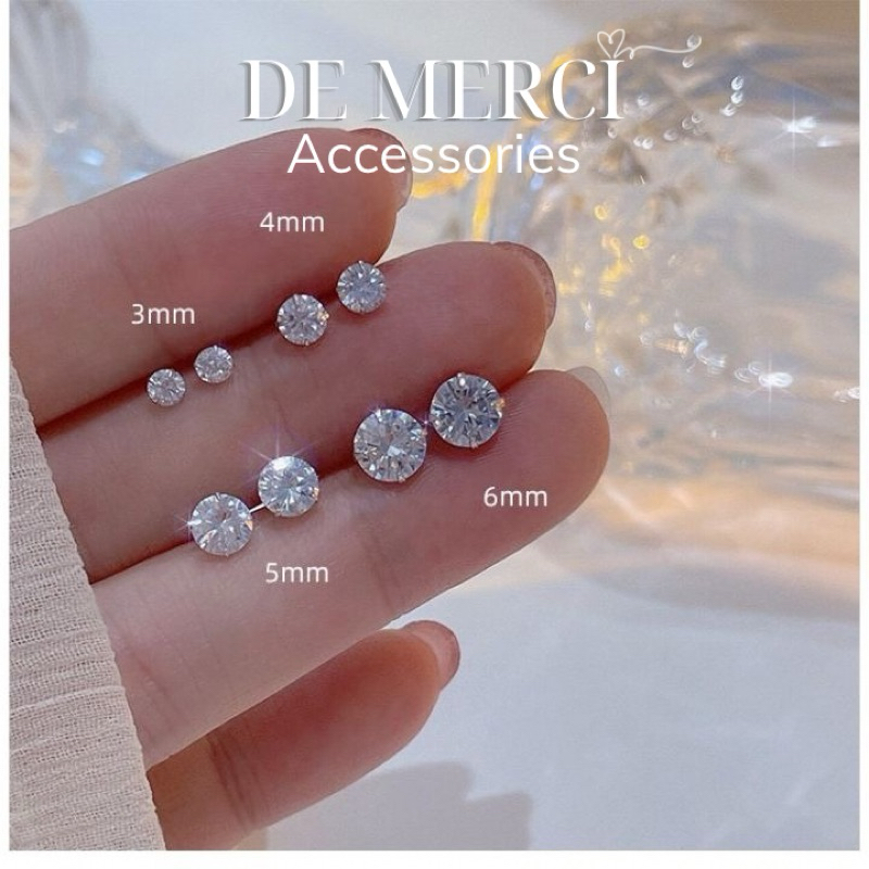Khuyên tai đính nụ đá bạc 925 đẹp cho nữ phụ kiện trang sức không gỉ DE MERCI Accessories - BT99