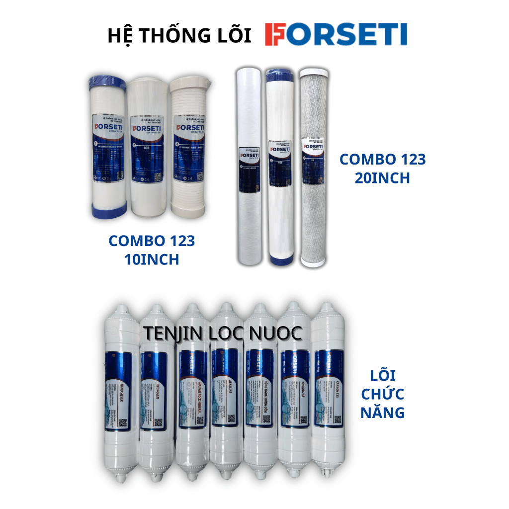 Combo 2 Lõi Lọc Chức Năng FORSETI Gồm Alkaline + Nano Silver Giúp Cân Bằng Độ pH Và Diệt Khuẩn Cho Nước
