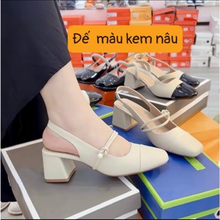 (Lùi 1 size) Giày Sandal Cao Gót Nữ Mũi Vuông êm mềm cao 5cm
