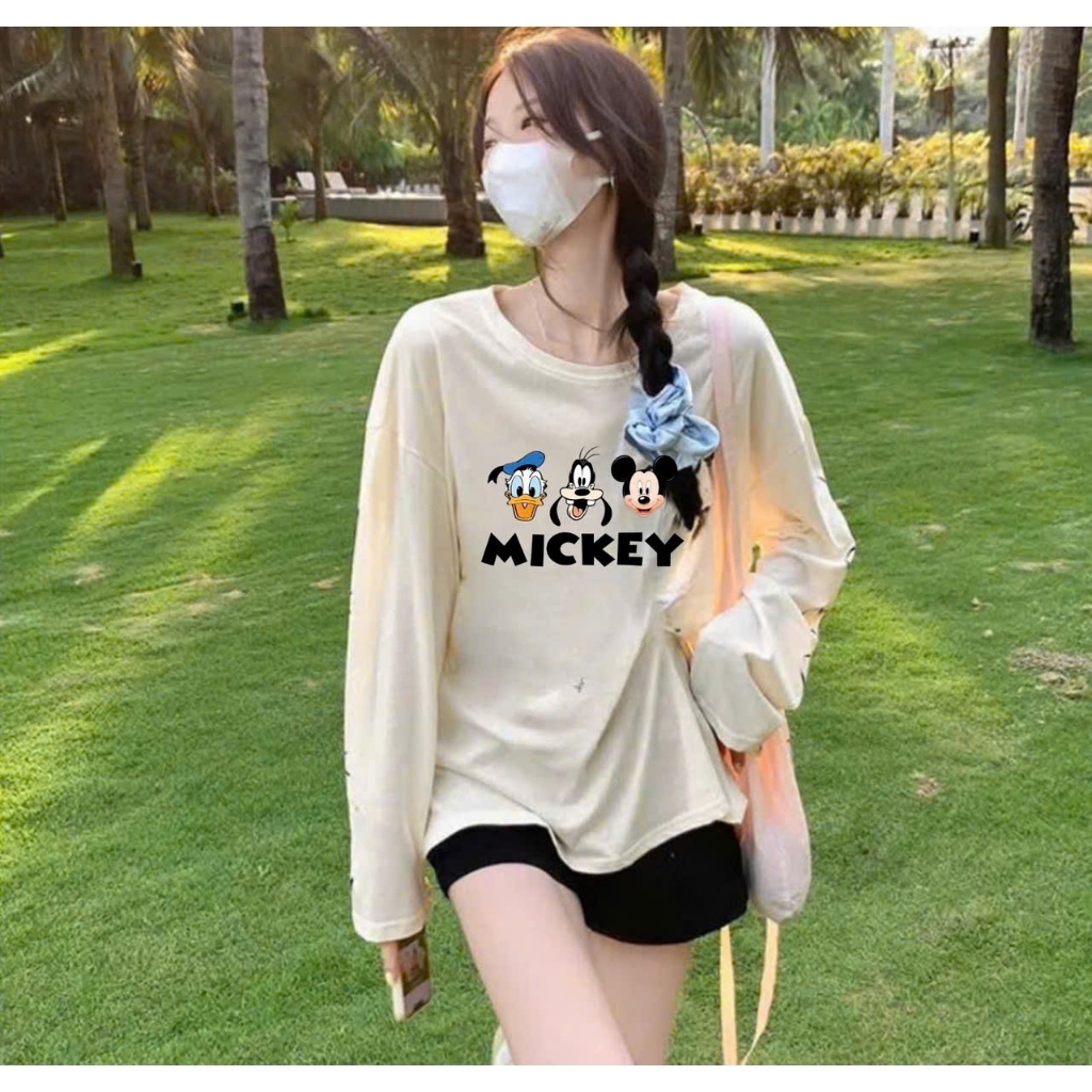 Áo thun tay dài cổ tròn nữ In hình dể thương JULY,Áo thun nữ dáng rộng in hình chất xược cotton, thun giấy