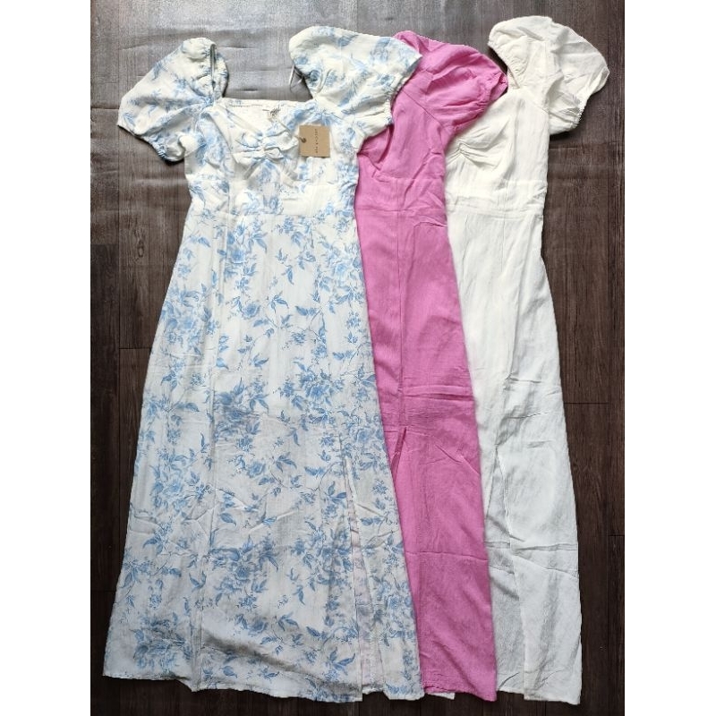 (Sale) Đầm maxi trơn, hoa Blu*Pepper* xẻ tà - dư xịn