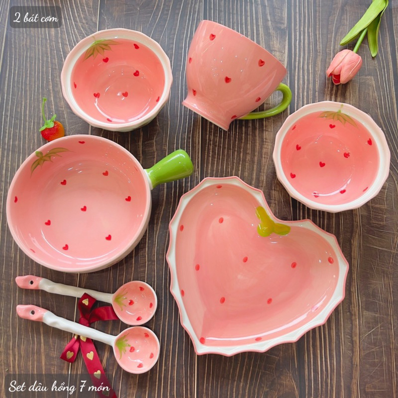 Bát Đĩa Gốm Sứ Decor, Bát Ăn Cơm, Bát Ăn Chè, Chén Dĩa Dễ Thương Sét ...