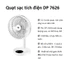 Quạt sạc tích điện DP 7626 có đèn LED để bàn rất mát và êm - nút cảm ứng