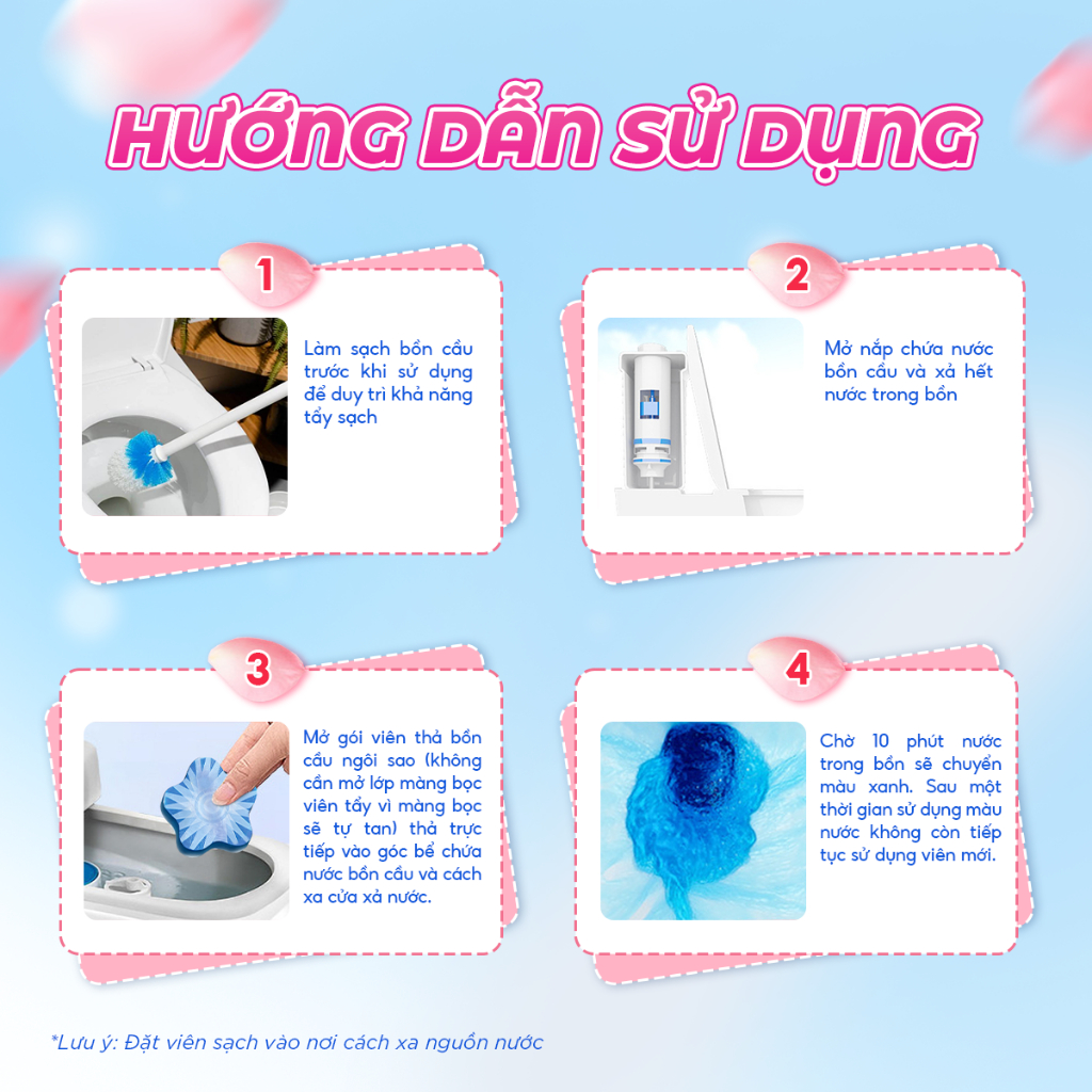 Viên sạch bồn cầu ngôi sao Cleanz 45 ngày diệt khuẩn, khử mùi, làm sạch sáng bóng toilet, lưu hương dài lâu