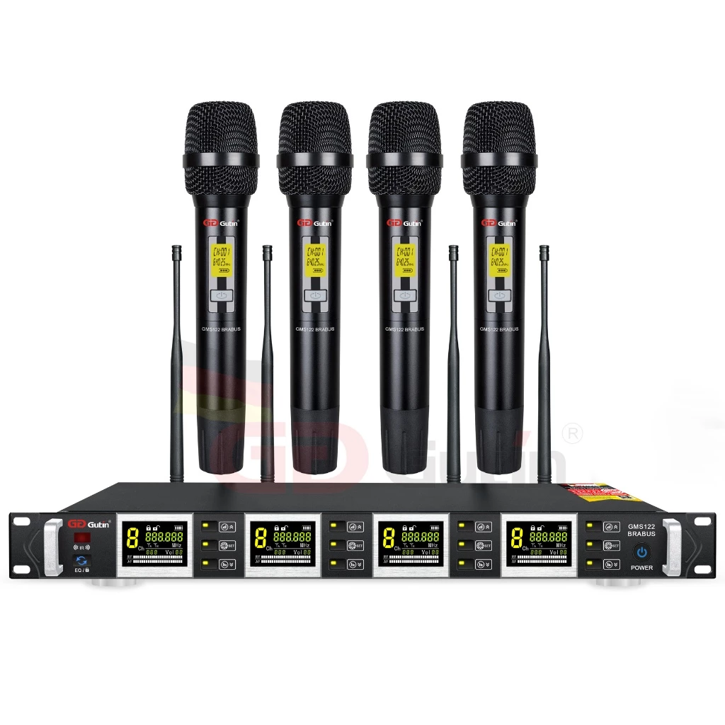 Micro không dây 4 micro GUTIN GMS122 💥HÀNG CAO CẤP💥 Micro Karaoke Đức Thiết Kế Hiện Đại, Chất Lượng