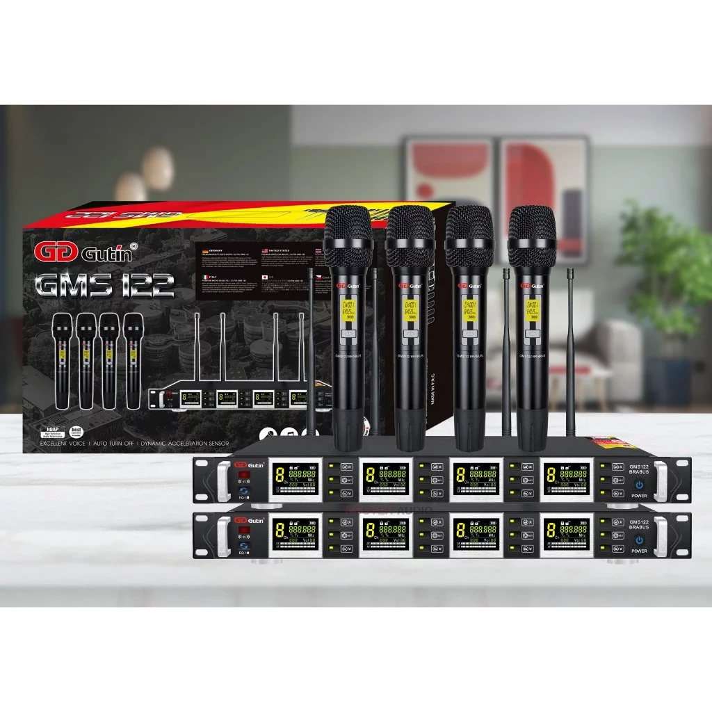 Micro không dây 4 micro GUTIN GMS122 💥HÀNG CAO CẤP💥 Micro Karaoke Đức Thiết Kế Hiện Đại, Chất Lượng
