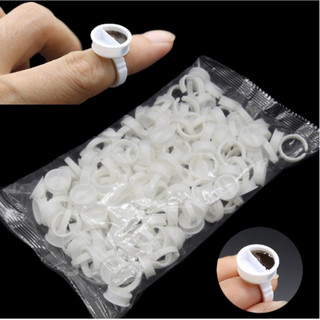 -Chum nhẫn 2 ngăn nhựa CỨNG đeo ngón tay, để được 2 loại mực giúp thợ xăm thuận tiện thao tác làm đẹp cho khách