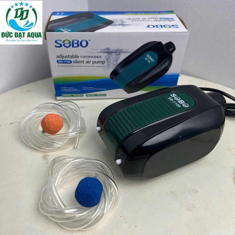 Máy sủi oxy Sobo SB-1102,  Sobo SB-1106 (Tặng kèm 3m dây sủi + 2 quả sủi) cho bể cá cảnh máy khỏe êm 3