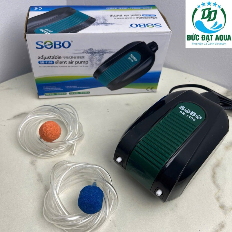 Máy sủi oxy Sobo SB-1102,  Sobo SB-1106 (Tặng kèm 3m dây sủi + 2 quả sủi) cho bể cá cảnh máy khỏe êm 2
