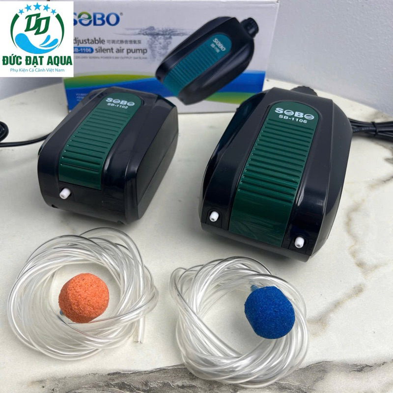 Máy sủi oxy Sobo SB-1102,  Sobo SB-1106 (Tặng kèm 3m dây sủi + 2 quả sủi) cho bể cá cảnh máy khỏe êm