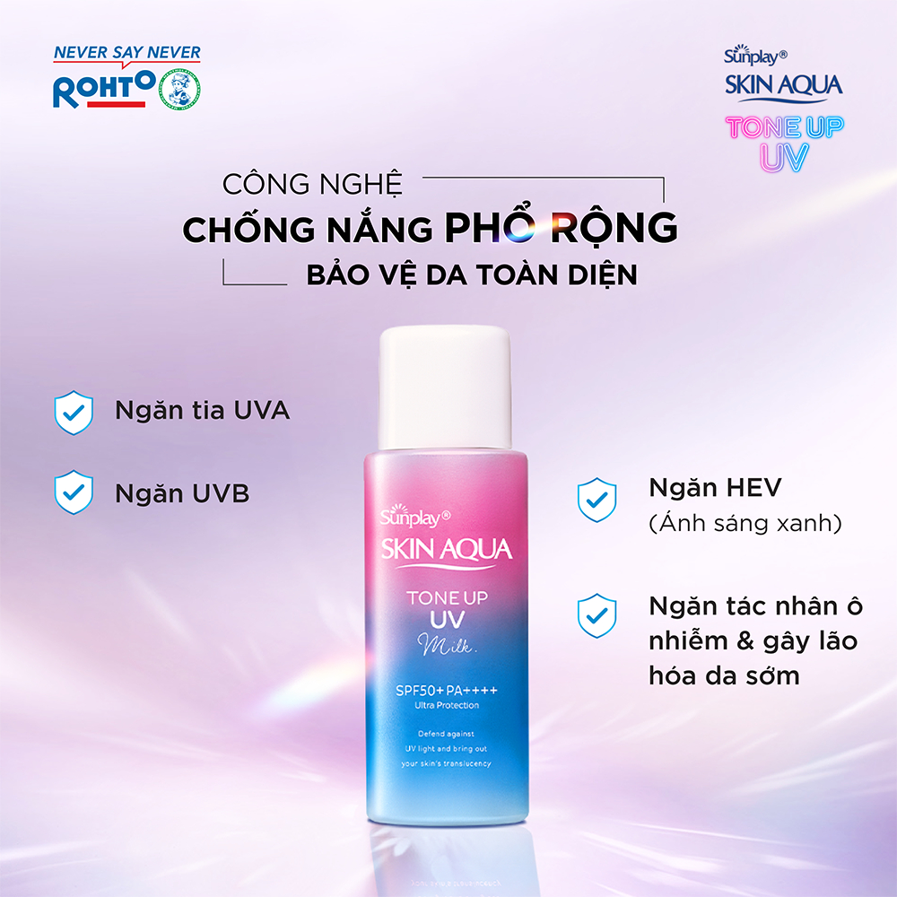 Ảnh Combo 2 Sữa chống nắng nâng tông cho da tối màu,da vàng Sunplay Skin Aqua Tone Up UV Milk Lavender SPF50+ PA++++50g 1