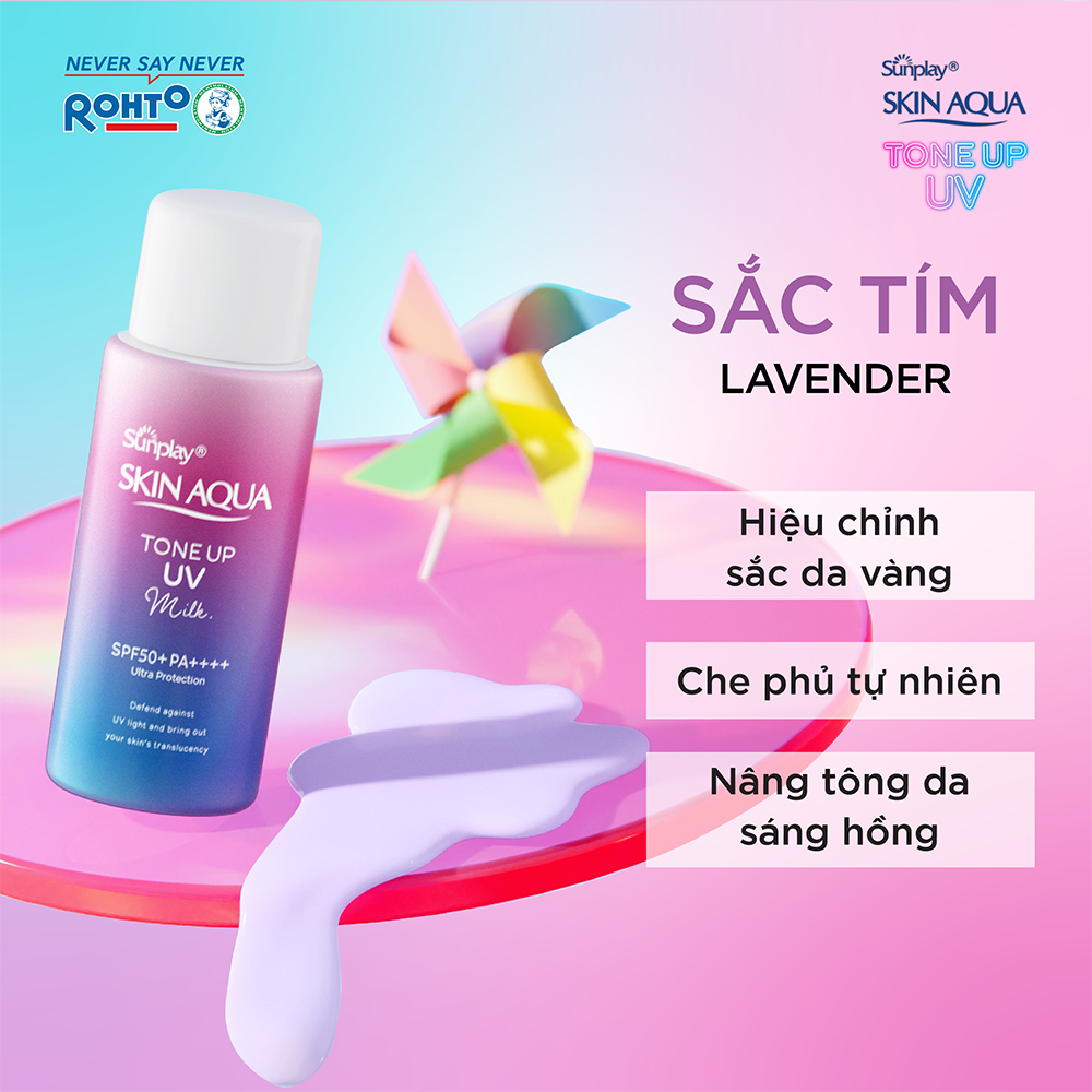 Ảnh Combo 2 Sữa chống nắng nâng tông cho da tối màu,da vàng Sunplay Skin Aqua Tone Up UV Milk Lavender SPF50+ PA++++50g 2