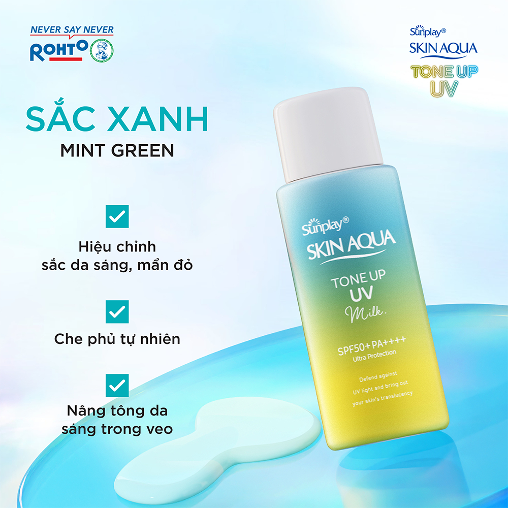 Ảnh Combo 2 Sữa chống nắng nâng tông cho da khuyết điểm Sunplay Skin Aqua Tone Up UV Milk Mint Green SPF50+ PA++++ 50g 2