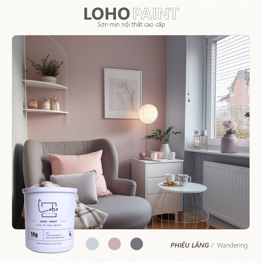 Product image Sơn tường Loho House tone màu trắng xám | Lon sơn 1kg - Sơn nước nội thất cao cấp Loho-paint 6
