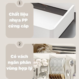 Khay đựng đũa thìa chia ngăn kéo nhà bếp có thể mở rộng, tháo rời tùy chỉnh đa năng