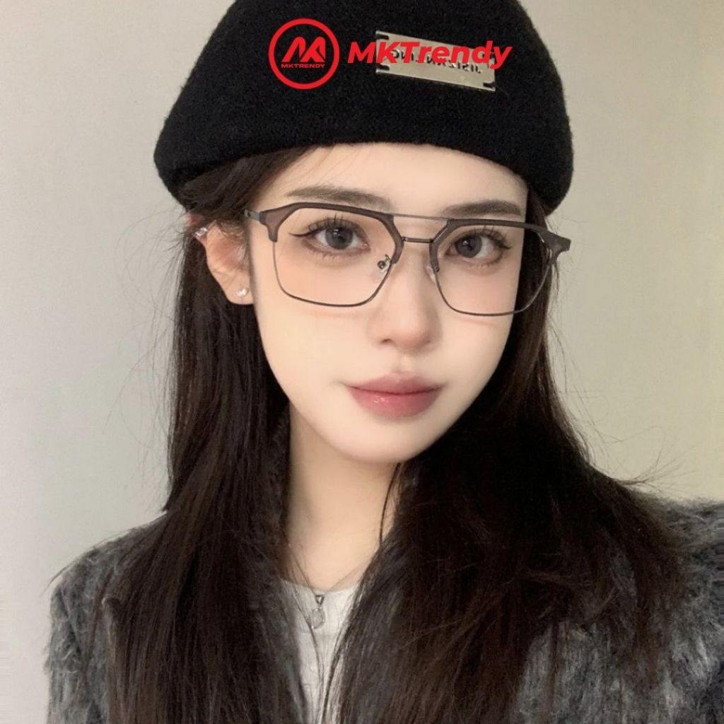 Mắt kính đổi màu nam nữ MKTRENDY gọng vuông clubmaster cool ngầu chống ánh sáng xanh chống tia UV phong cách X11
