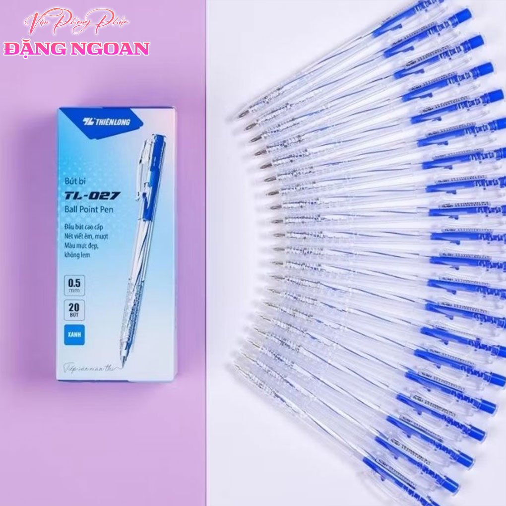 [Combo 10 bút ] Bút bi Thiên Long TL-027 Mực Xanh ngòi nhỏ 0.5mm, nét ...