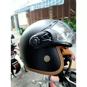 Mũ Bảo Hiểm GRS 3/4 Kính Càng Lót Nâu Màu Đen Nhám