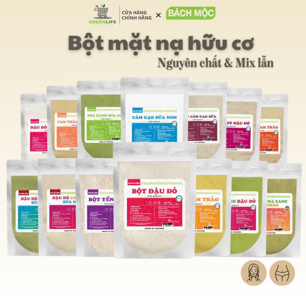 Bột Mặt Nạ Hữu Cơ Nguyên Chất, Mộc Nhiên 100% Organic Đắp Mặt Nạ Tắm Trắng