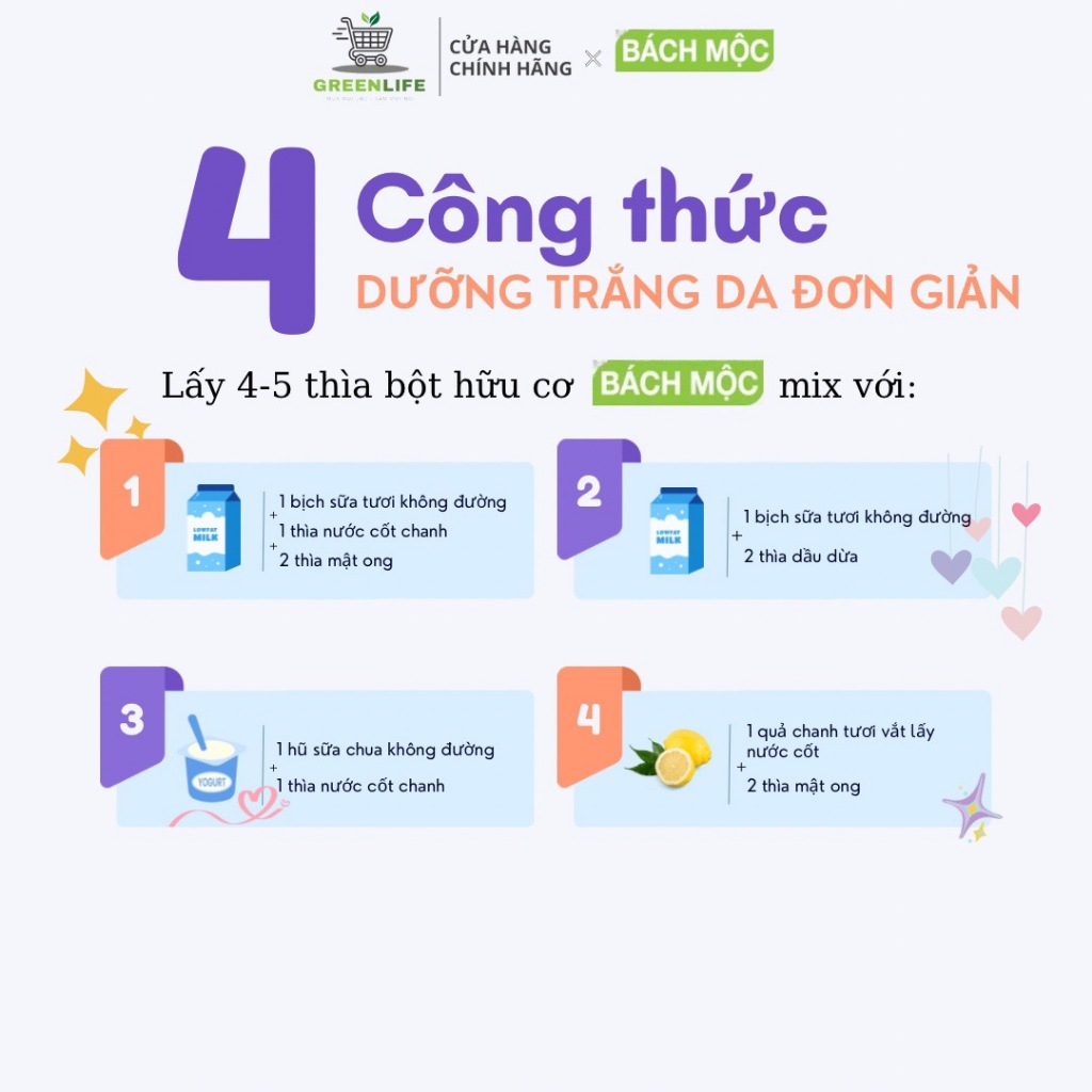 Bột Mặt Nạ Hữu Cơ Nguyên Chất, Mộc Nhiên 100% Organic Đắp Mặt Nạ Tắm Trắng