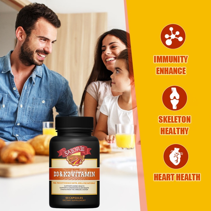 Vitamin D3 K2, chắc xương, tăng cường miễn dịch, tăng hấp thu canxi, tăng cường hấp thu, 60 viên mềm