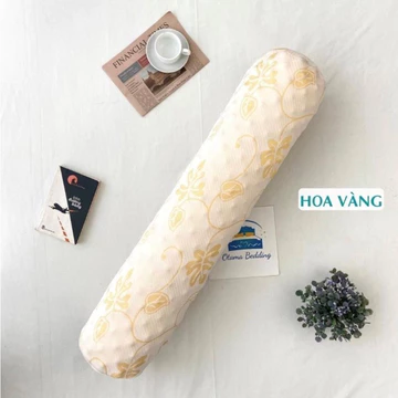 Gối ôm cao su người lớn 35cmx105cm đàn hồi kèm vỏ gối cotton mềm mịn, gối ôm bà bầu, gối ôm gác chân, gối massage