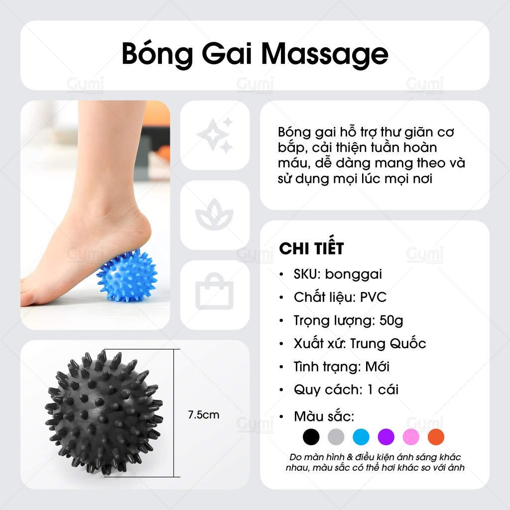 Bóng Gai Dãn Cơ Massage Giảm Mệt Mỏi, Phục Hồi Cơ Bắp Sau Luyện Tập - BongGai
