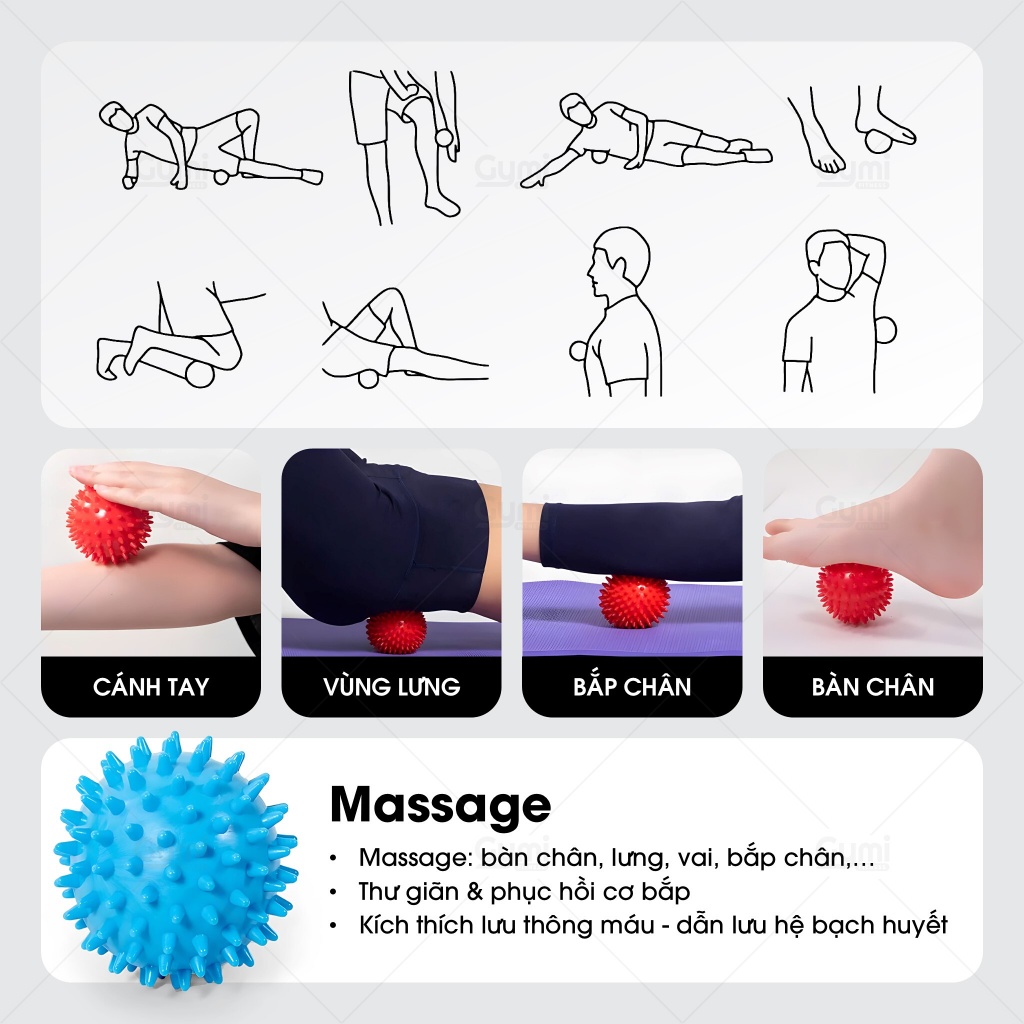 Bóng Gai Dãn Cơ Massage Giảm Mệt Mỏi, Phục Hồi Cơ Bắp Sau Luyện Tập - BongGai