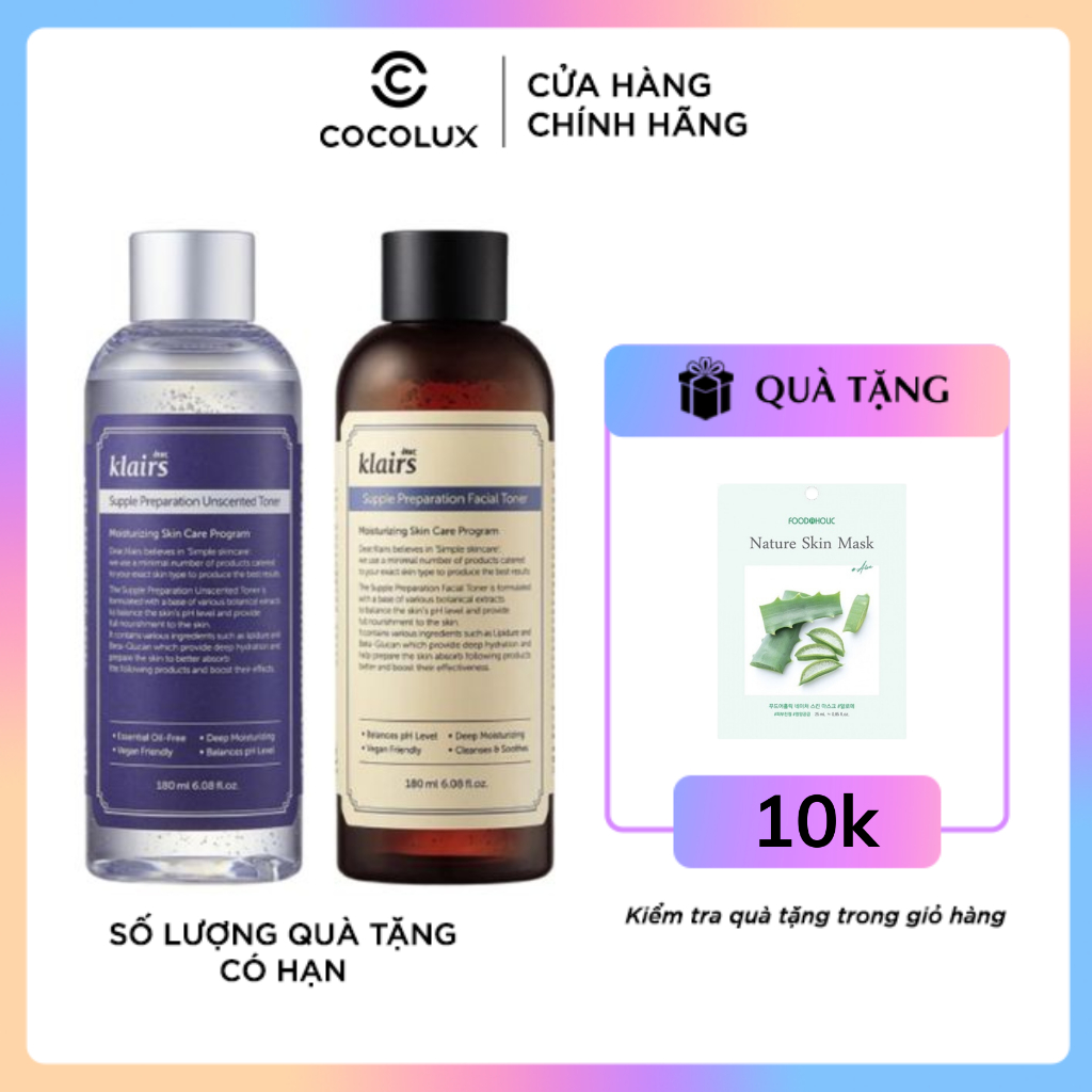 Nước hoa hồng Klairs Supple Preparation Toner (Có Mùi)