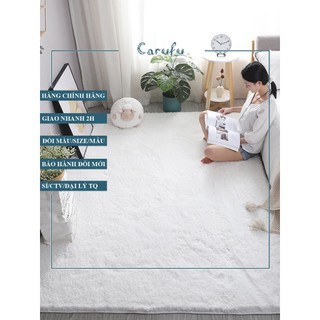Thảm TRÒN trải sàn phòng khách Lông CỪU | Màu Trắng 120cm