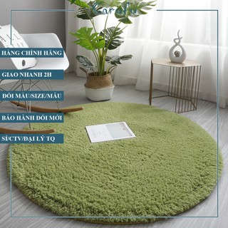Thảm TRÒN trải sàn phòng khách Lông CỪU | Màu Xanh rêu 100cm