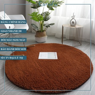 Thảm TRÒN trải sàn phòng khách Lông CỪU | Màu Nâu 120cm