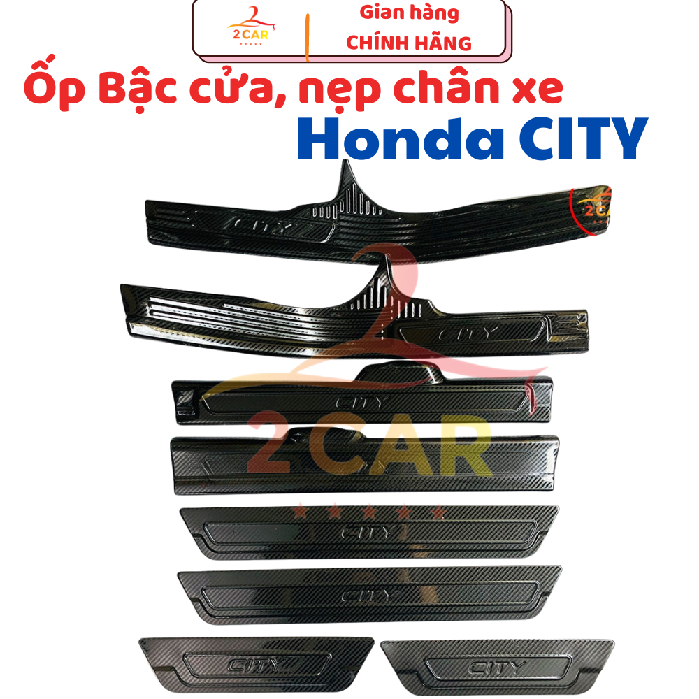 Ốp bậc cửa, nẹp bước chân CARBON xe Honda City 2015 - 2024, 2025 vân CACBON cao cấp