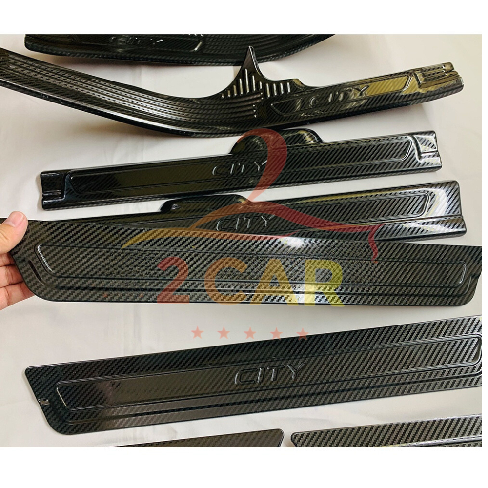 Ốp bậc cửa, nẹp bước chân CARBON xe Honda City 2015 - 2024, 2025 vân CACBON cao cấp
