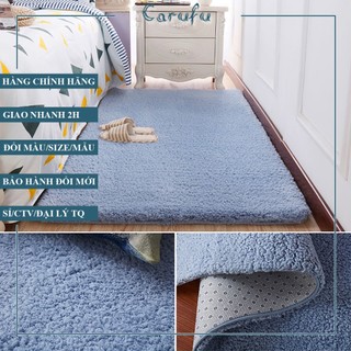 Thảm lông trải sàn phòng khách màu Xám 160x100cm | lông CỪU xoăn
