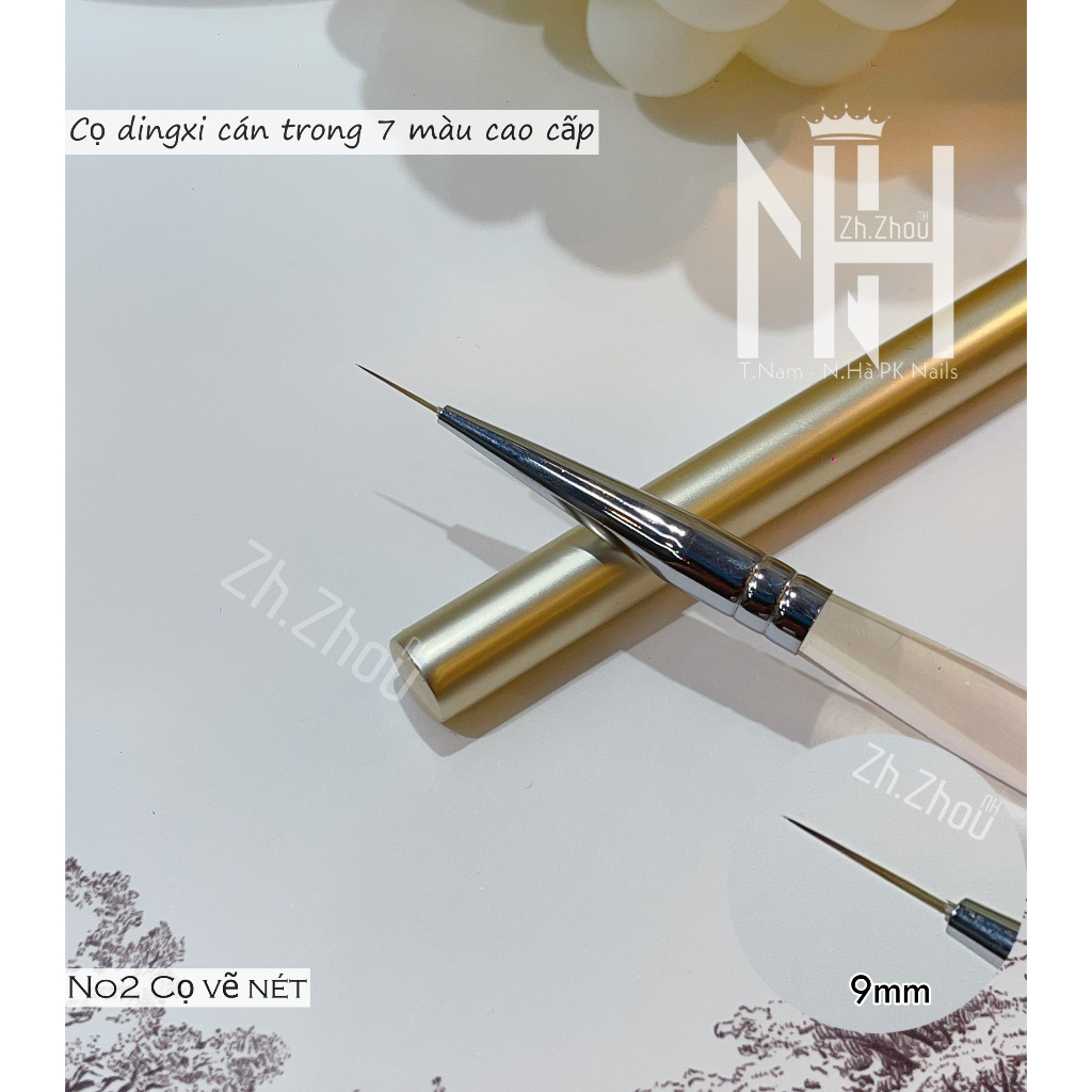 cọ cán trong bảy màu ,Cọ nét , cọ bản, cọ ombre, cọ đắp gel vuông dingxi thân cọ bảy màu trong