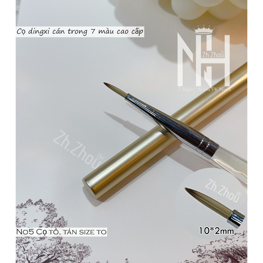 cọ cán trong bảy màu ,Cọ nét , cọ bản, cọ ombre, cọ đắp gel vuông dingxi thân cọ bảy màu trong