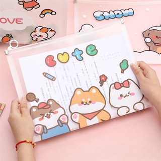 Túi Zip Đựng Tài Liệu A4 Khóa Kéo Nhiều Hình - Thỏ Hồng VPP