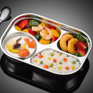 Khay cơm inox 304 cho bé loại tốt 4/5 ngăn sâu lòng chất liệu an toàn cho sức khỏe，khay đựng cơm chia ngăn giữ nhiệt