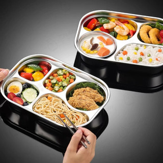 Khay cơm inox 304 cho bé loại tốt 4/5 ngăn sâu lòng chất liệu an toàn cho sức khỏe，khay đựng cơm chia ngăn giữ nhiệt