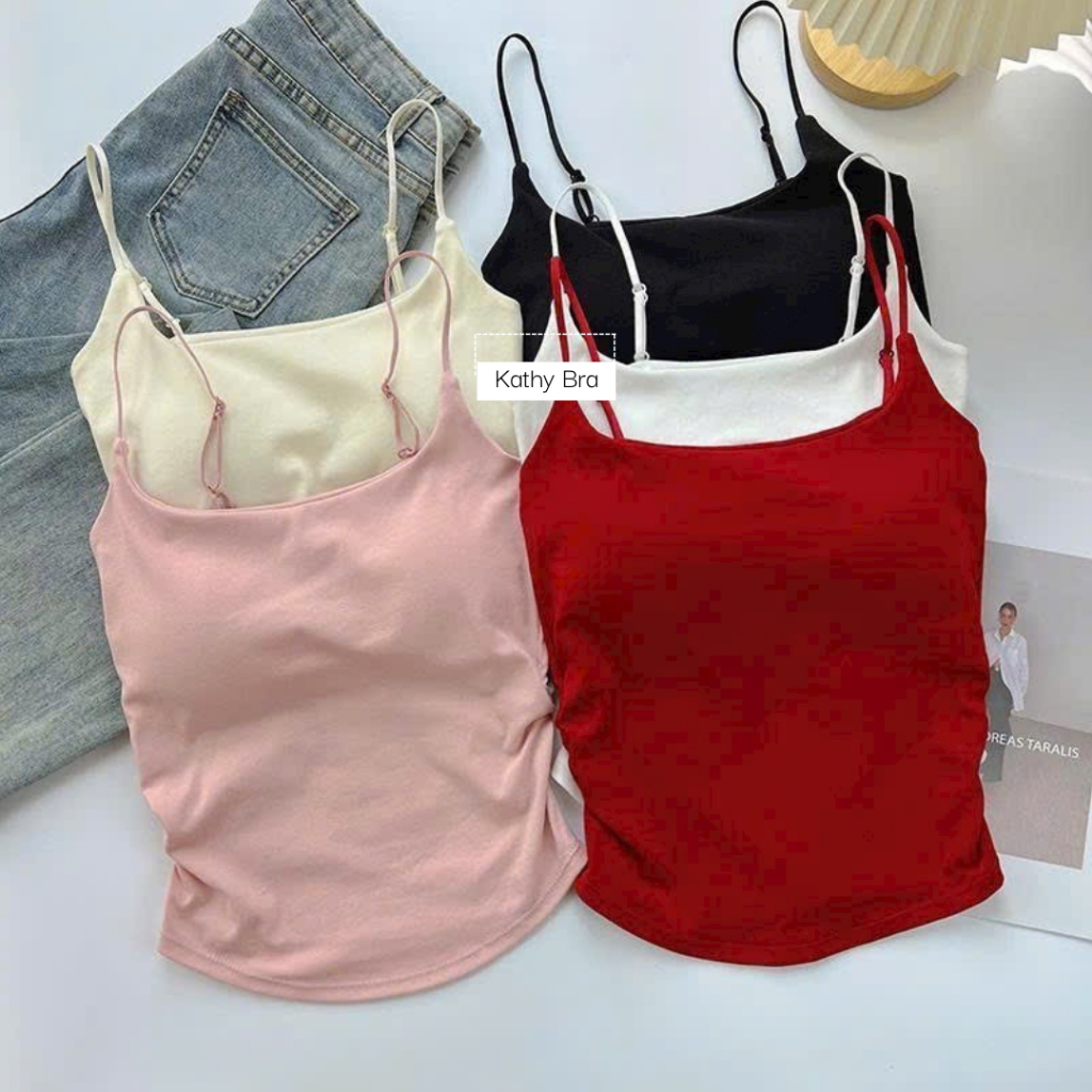C17 Áo Bra Nhún Eo Cổ U Hai Dây KATHY BRA Có Đệm Mút Chất Cotton mát Co dãn Dày Dặn Siu Tôn Dáng Màu Basic Mix ĐồXinh | BigBuy360 - bigbuy360.vn
