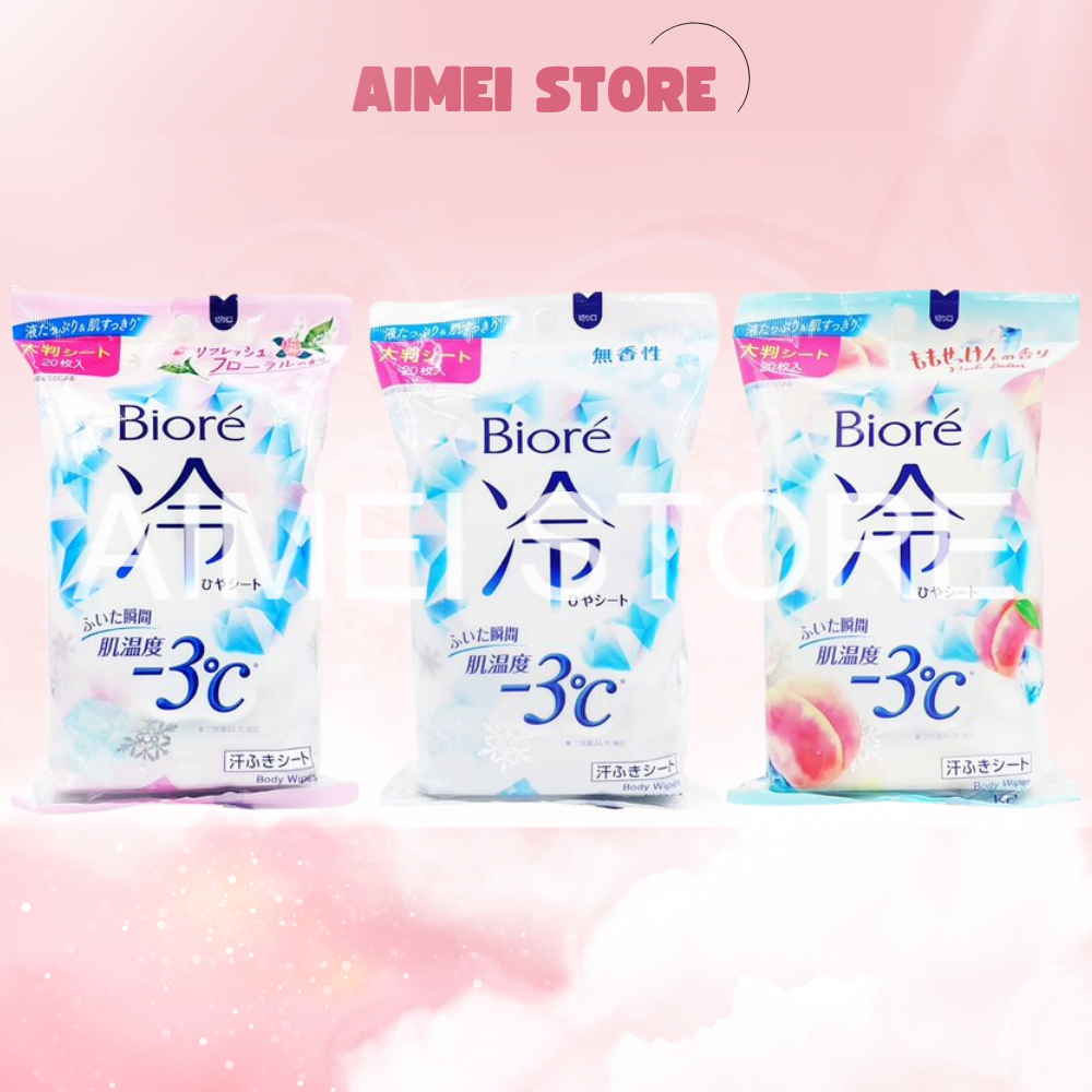 Khăn Giấy Ướt Làm Mát Cơ Thể Biore -3°C Freeze Wet Tissue 20 Miếng ...