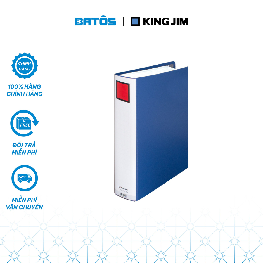 Bìa còng ống King Jim A4 1475GSV / 2475GSV màu xanh dương sức chứa 500 tờ.