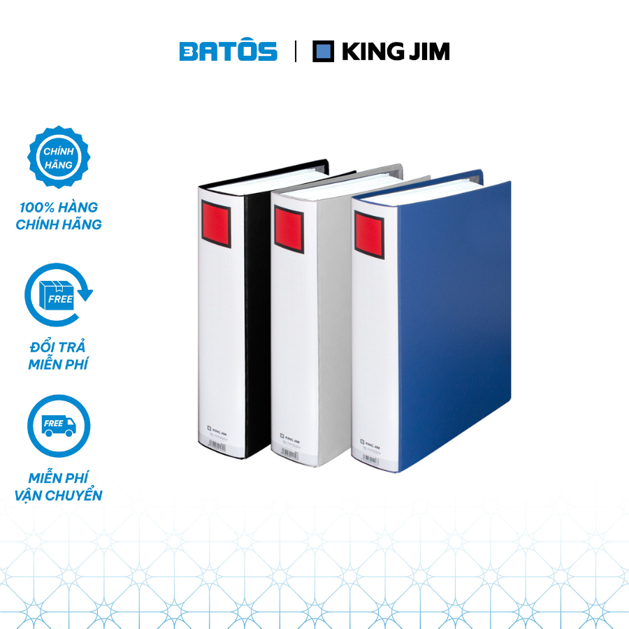 Bìa còng ống King Jim A4 1475GSV / 2475GSV màu xanh dương sức chứa 500 tờ.