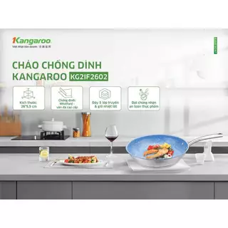 Chảo inox 26cm chống dính đáy từ Kangaroo KG2IF2602