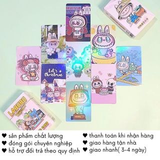 Card Labubu Hộp Thẻ Hình Lomo Hologram 50 Tấm Bo Góc Hoạt Hình Cute Timo QT68