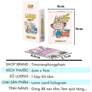 Card Labubu Hộp Thẻ Hình Lomo Hologram 50 Tấm Bo Góc Hoạt Hình Cute Timo QT68