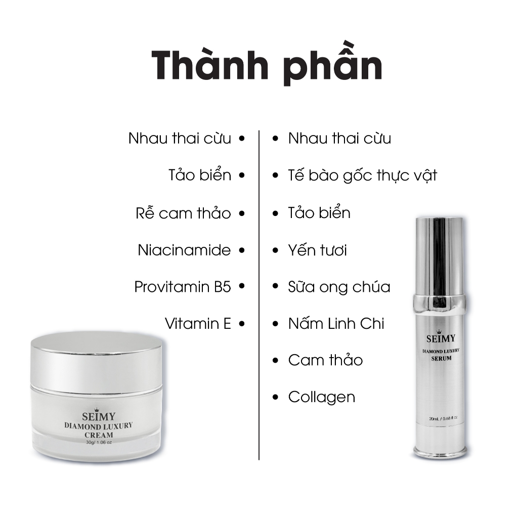 Ảnh Bộ Kem Và Serum Dưỡng Da Seimy - Diamond Luxury Cream 30ml , Diamond Luxury Serum 20ml 1