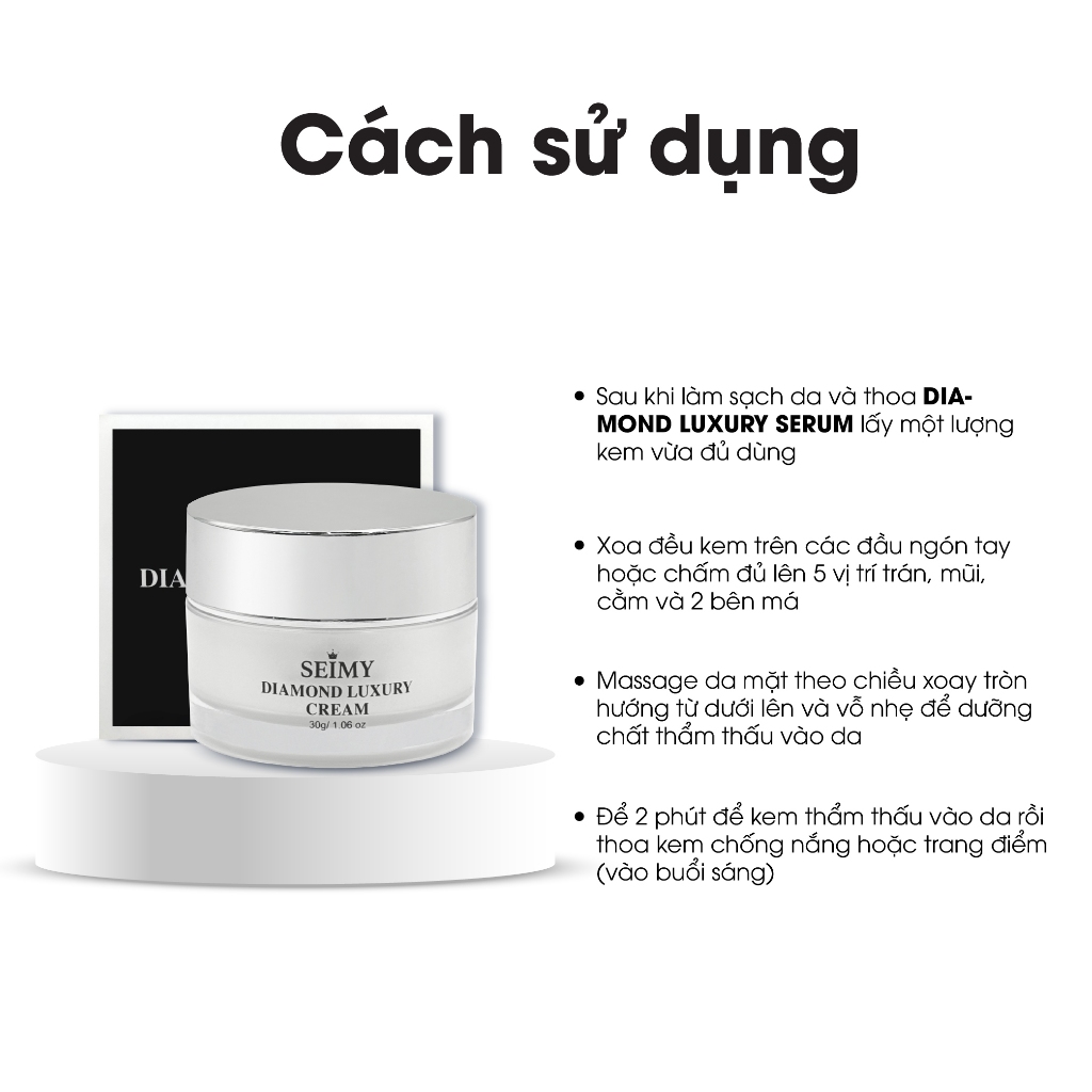 Ảnh Bộ Kem Và Serum Dưỡng Da Seimy - Diamond Luxury Cream 30ml , Diamond Luxury Serum 20ml 4
