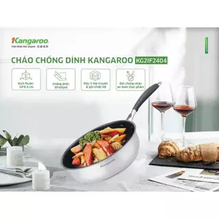 Chảo inox 24cm chống dính đáy sâu lòng từ Kangaroo KG2IF2404